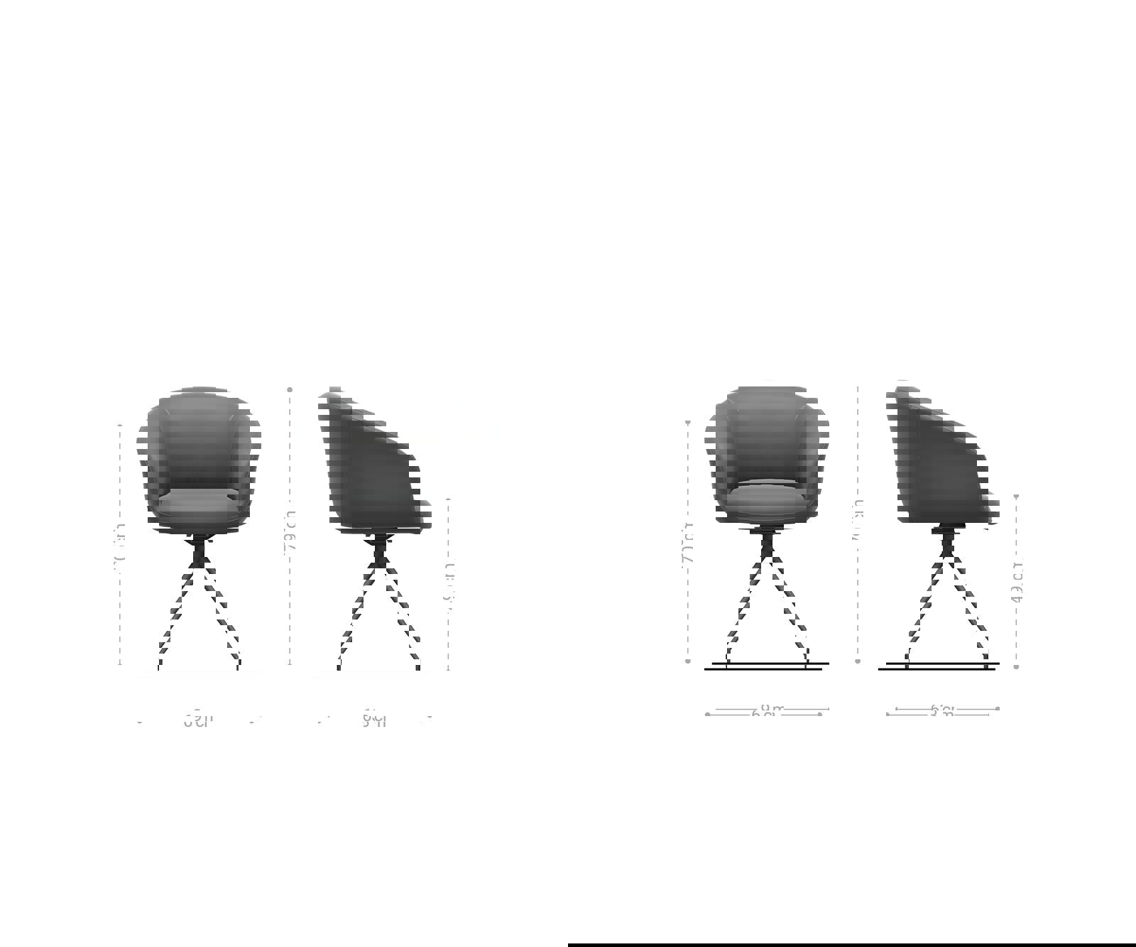Étkezőszék Vinka-Flex karfás bouclé ezüstszürke kúpos kereszt láb fekete 180° forgatható zsákrugós - Image 6