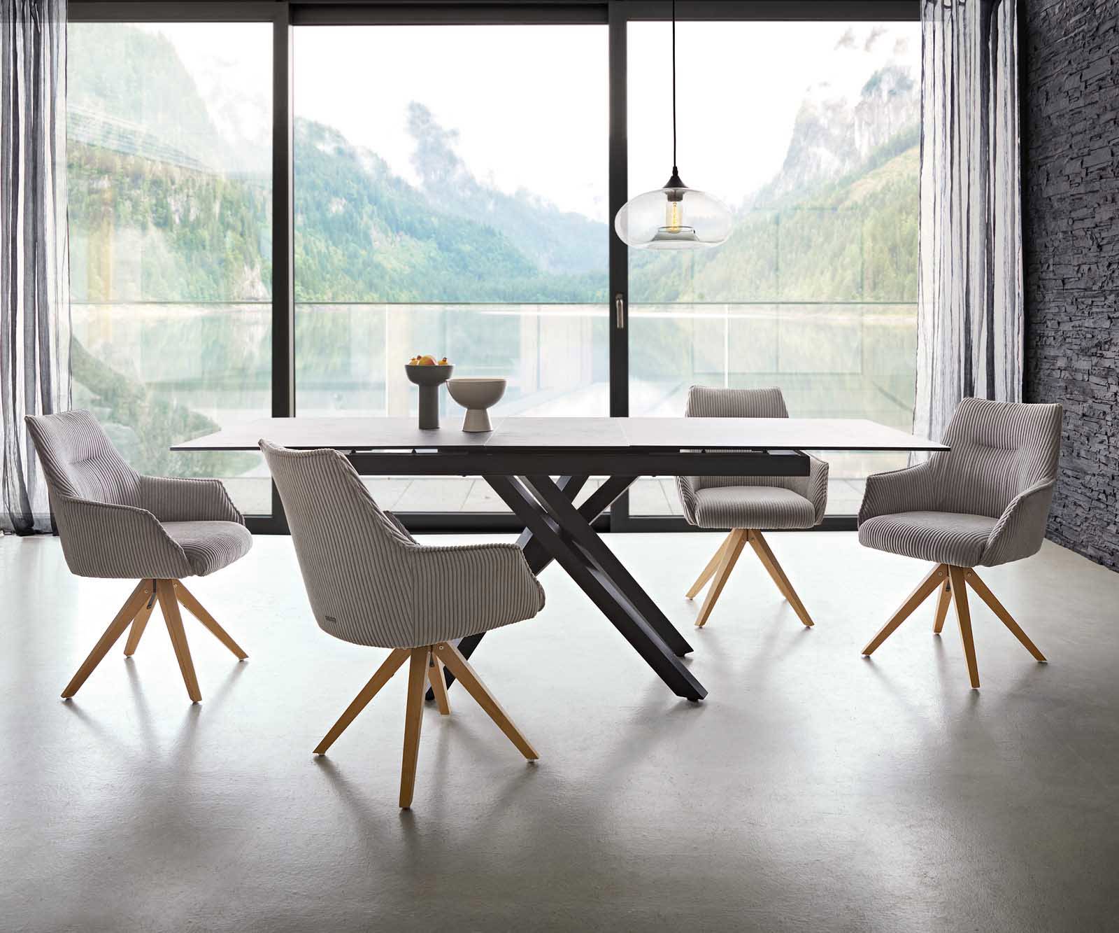 Étkezőszék Alja-Flex karfás mikroszálas ezüstszürke fa láb szögletes természetes 180° forgatható zsákrugós - Image 6