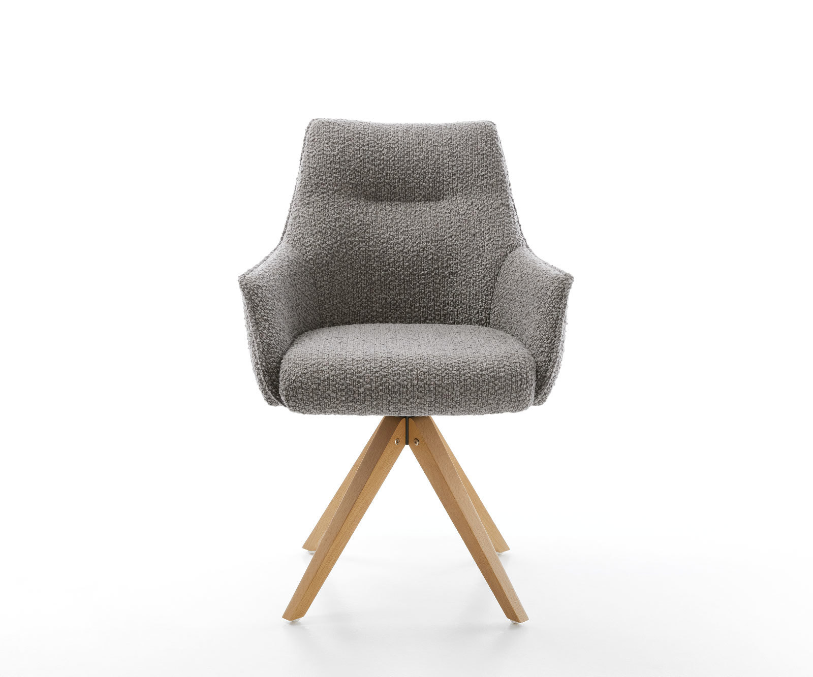 Étkezőszék Alja-Flex karfás bouclé ezüstszürke fa láb szögletes természetes 180° forgatható zsákrugós - Image 2