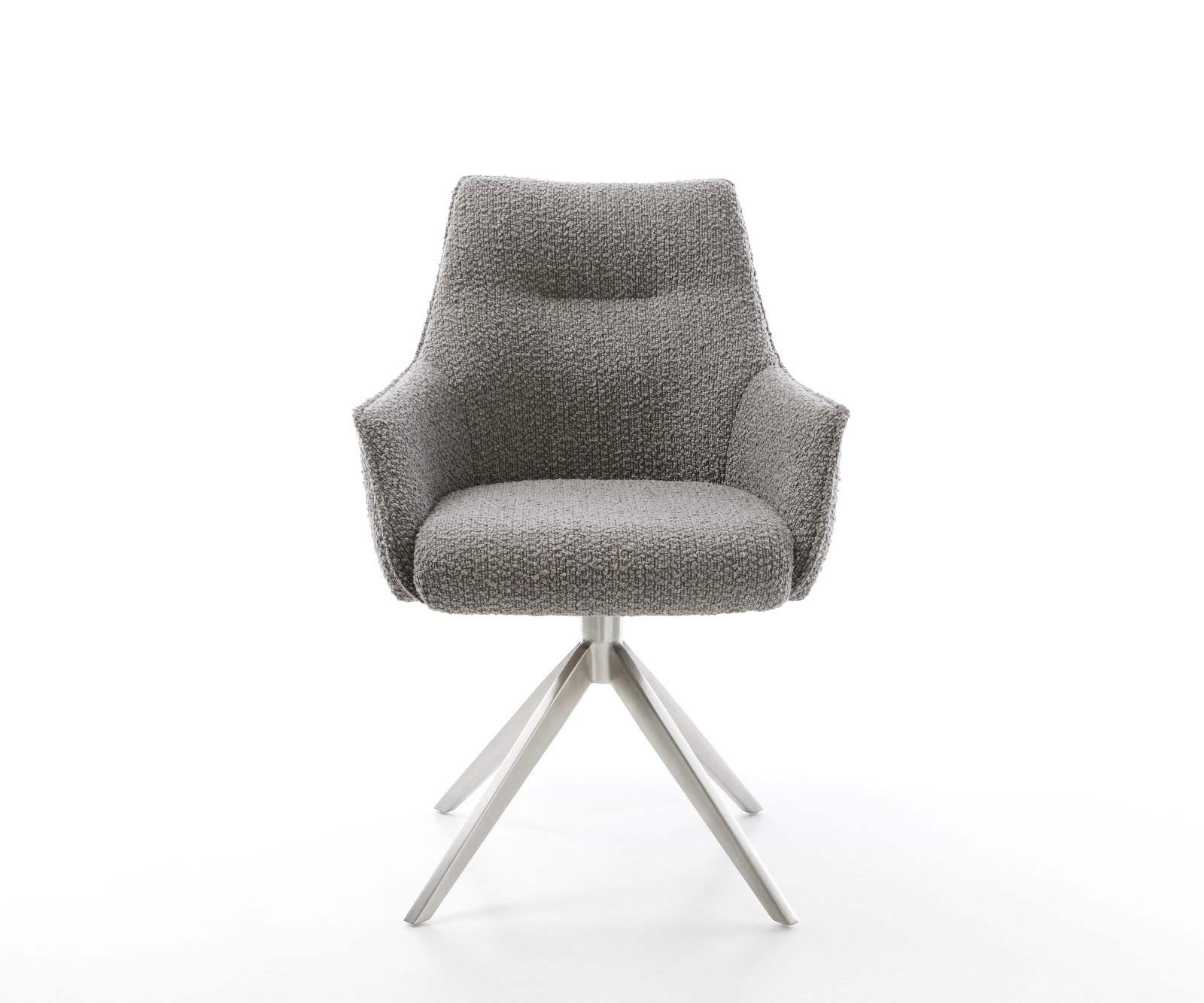 Étkezőszék Alja-Flex karfás bouclé ezüstszürke kereszt láb széles rozsdamentes acél 360° forgatható zsákrugós - Image 2