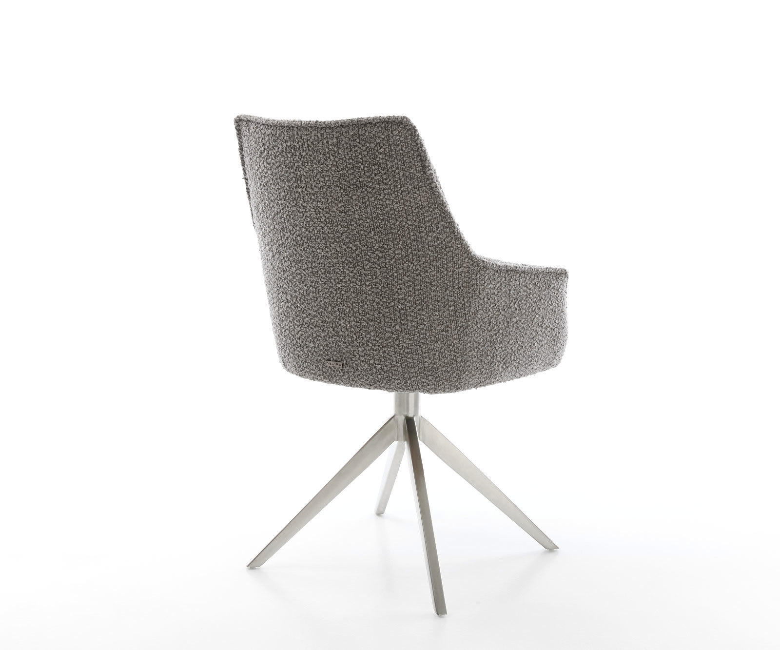 Étkezőszék Alja-Flex karfás bouclé ezüstszürke kereszt láb széles rozsdamentes acél 360° forgatható zsákrugós - Image 5