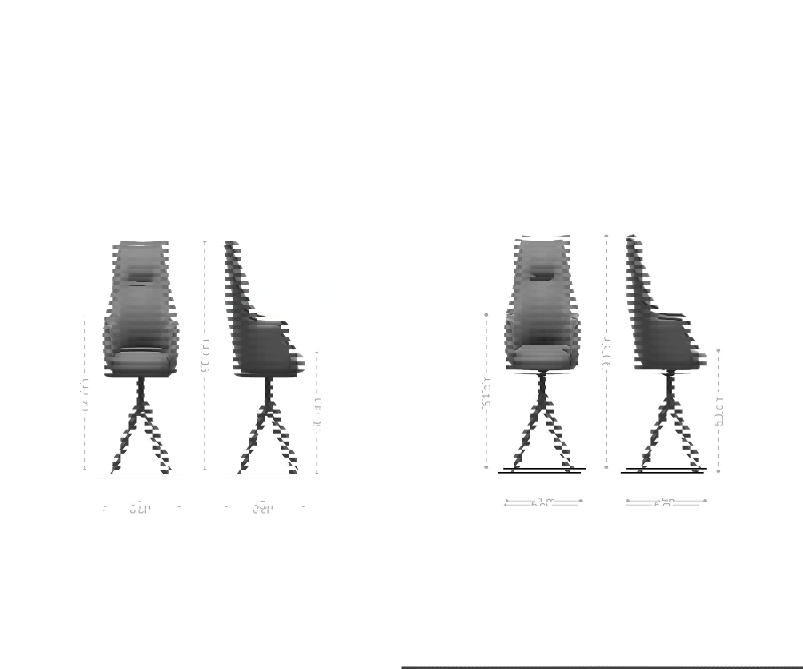 Étkezőszék Alja-Flex karfás bouclé ezüstszürke kereszt láb széles rozsdamentes acél 360° forgatható zsákrugós - Image 6