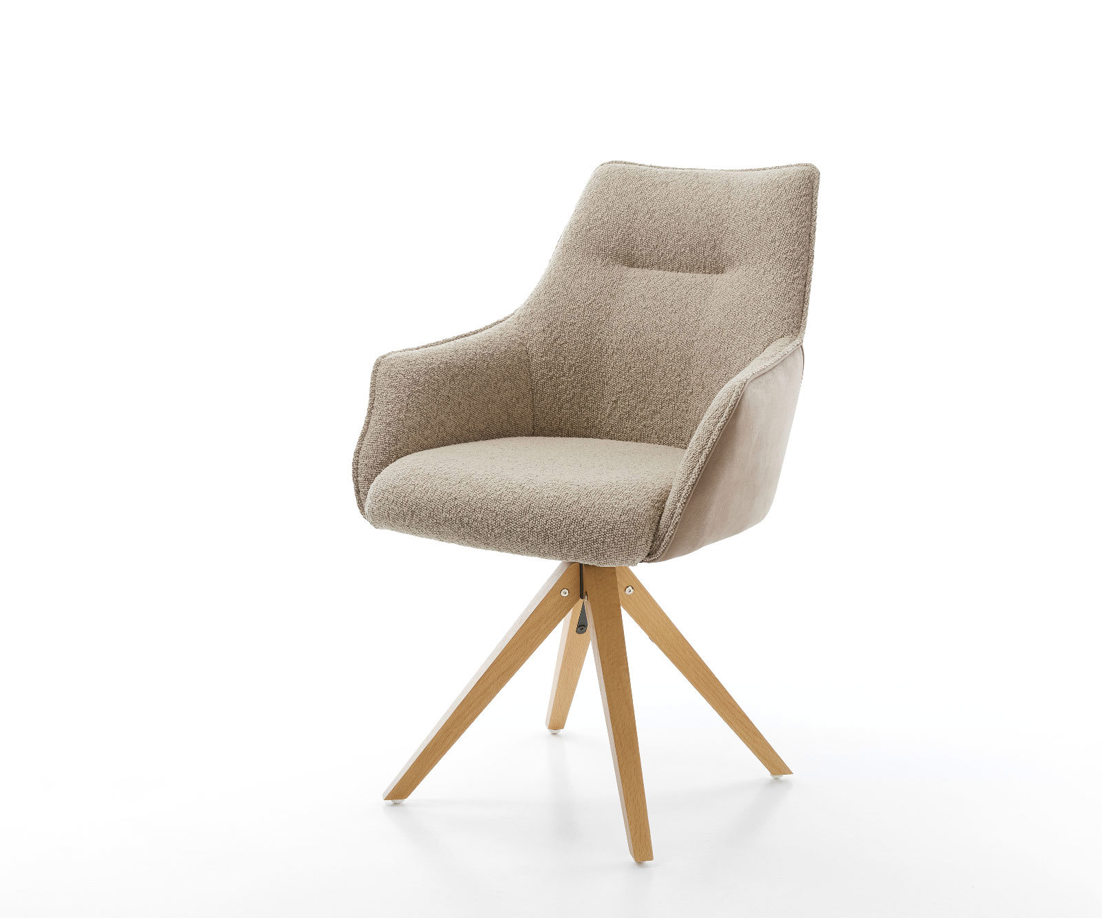 Étkezőszék Alja-Flex karfás vegyes anyagok sötét bézs fa láb szögletes természetes 180° forgatható zsákrugós