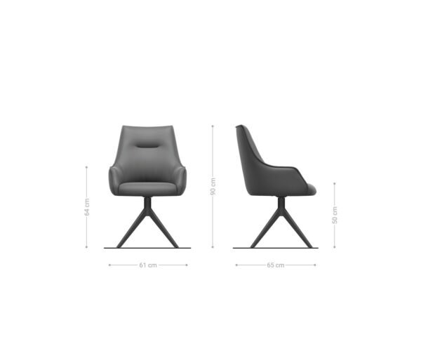 Étkezőszék Alja-Flex karfás vegyes anyagok sötét bézs kereszt láb széles rozsdamentes acél 360° forgatható zsákrugós - Image 6