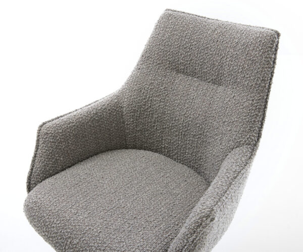 Étkezőszék Alja-Flex karfás bouclé ezüstszürke fekete láb 360° forgatható zsákrugós - Image 4