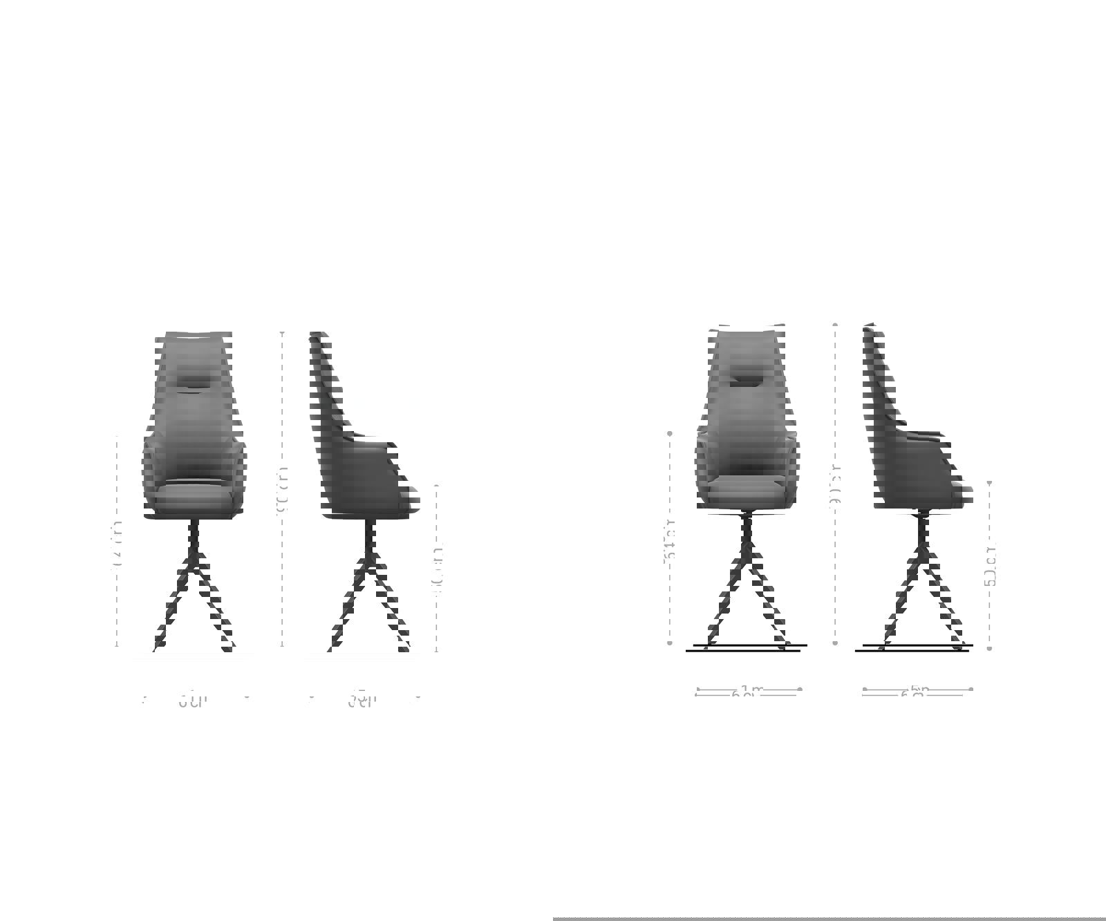 Étkezőszék Alja-Flex karfás mikroszálas ezüstszürke kereszt láb széles titán effekt felület 360° forgatható zsákrugós - Image 6