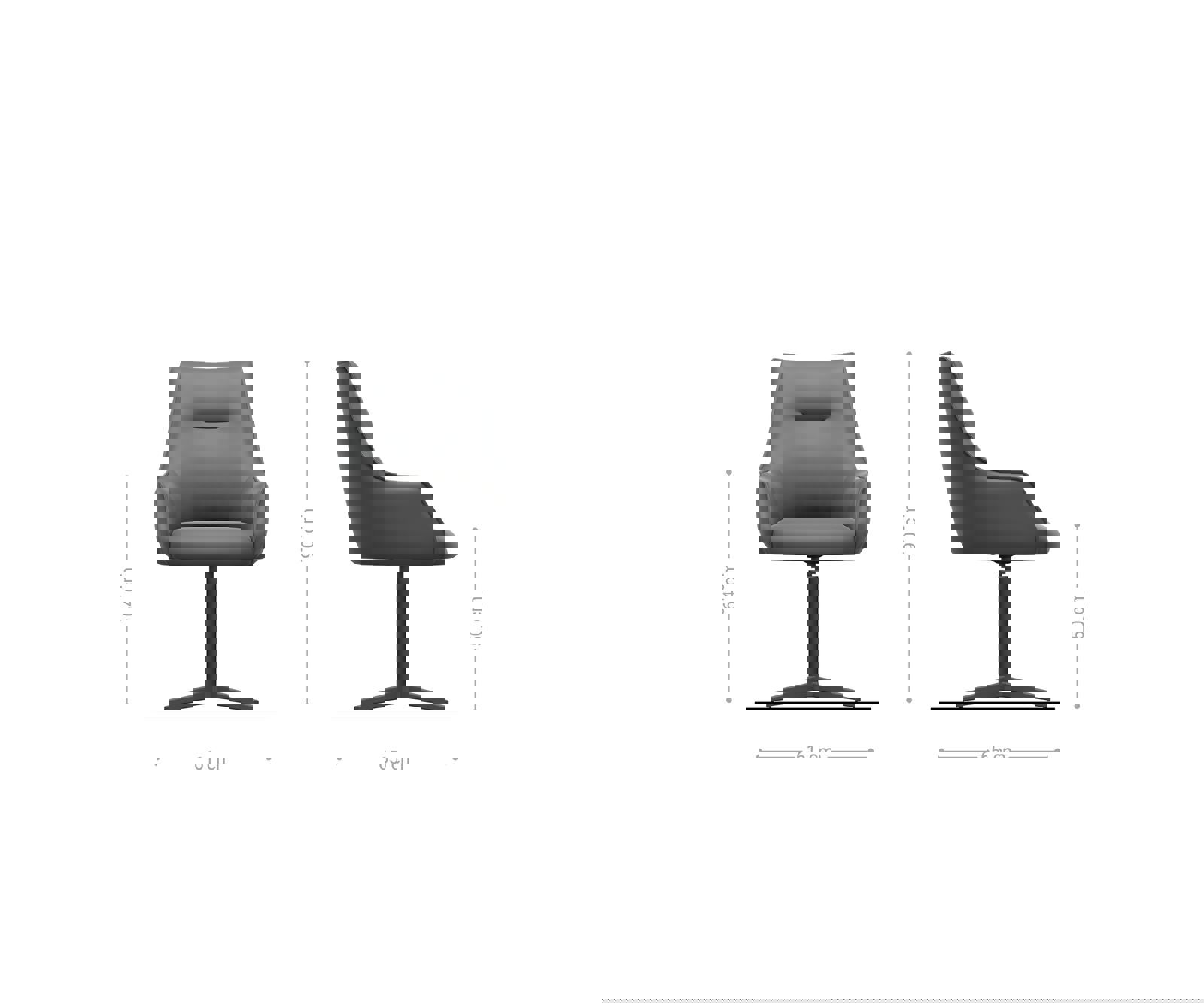 Étkezőszék Alja-Flex karfás kordbársony ezüstszürke fém láb titán effekt felület 360° forgatható zsákrugós matraccal - Image 6