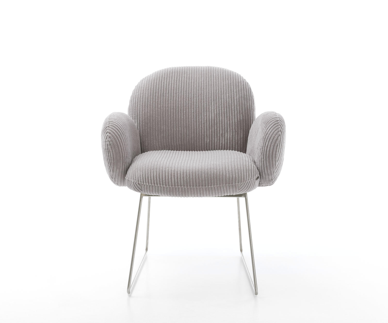 Étkezőszék Nube-Flex karfás mikroszálas ezüstszürke vékony fém láb rozsdamentes acél zsákrugós - Image 2