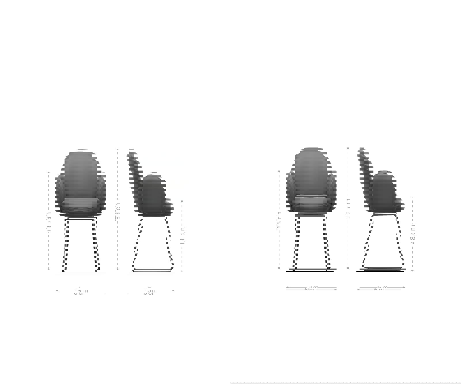 Étkezőszék Nube-Flex karfás mikroszálas ezüstszürke vékony fém láb rozsdamentes acél zsákrugós - Image 6