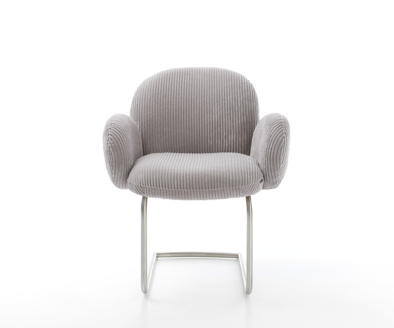 Étkezőszék Nube-Flex kárpitozott karfás mikroszálas ezüstszürke étkezőszék kerek rozsdamentes acél zsákrugós - Image 2