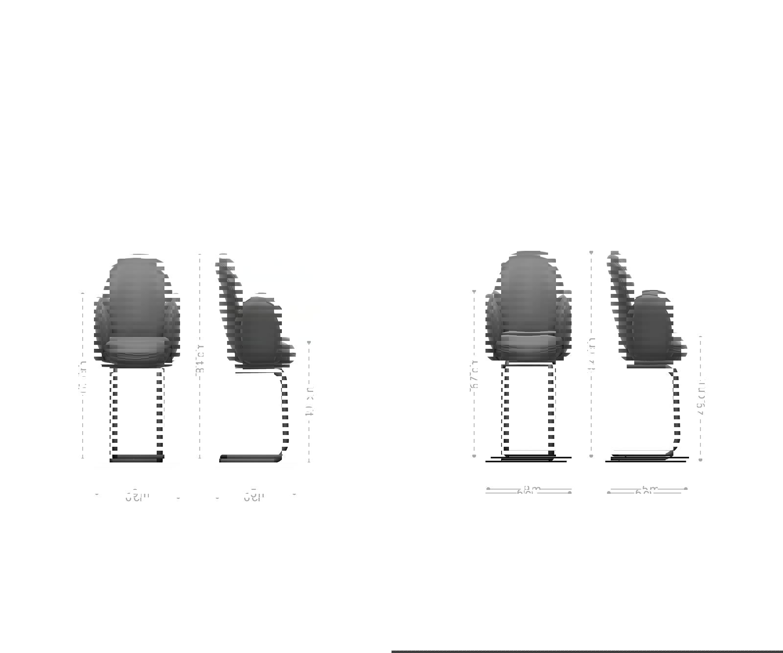 Étkezőszék Nube-Flex karfás valódi bőr fekete étkezőszék kerek rozsdamentes acél zsákrugós - Image 6