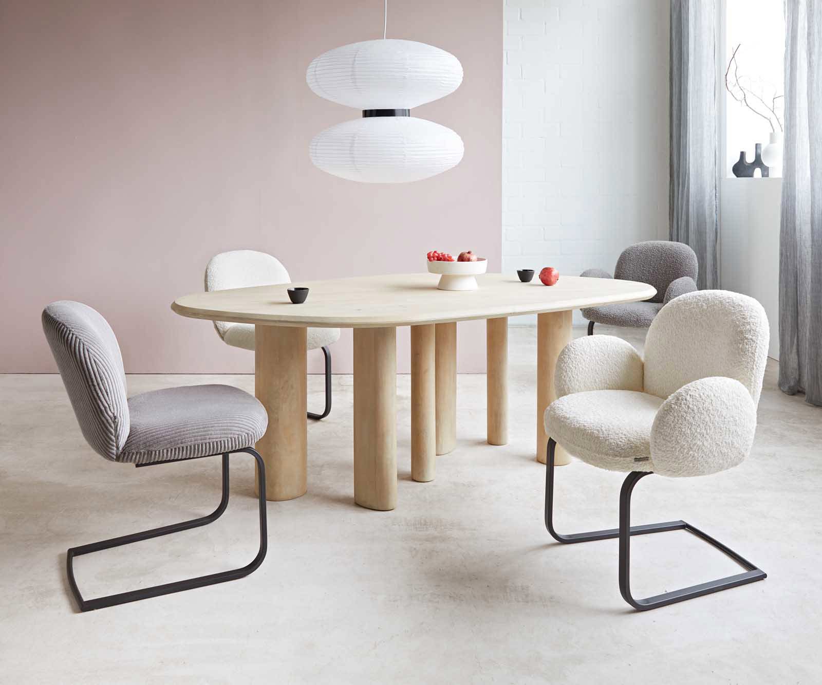 Étkezőszék Nube-Flex karfás bouclé fehér étkezőszék lapos fekete zsákrugós - Image 5