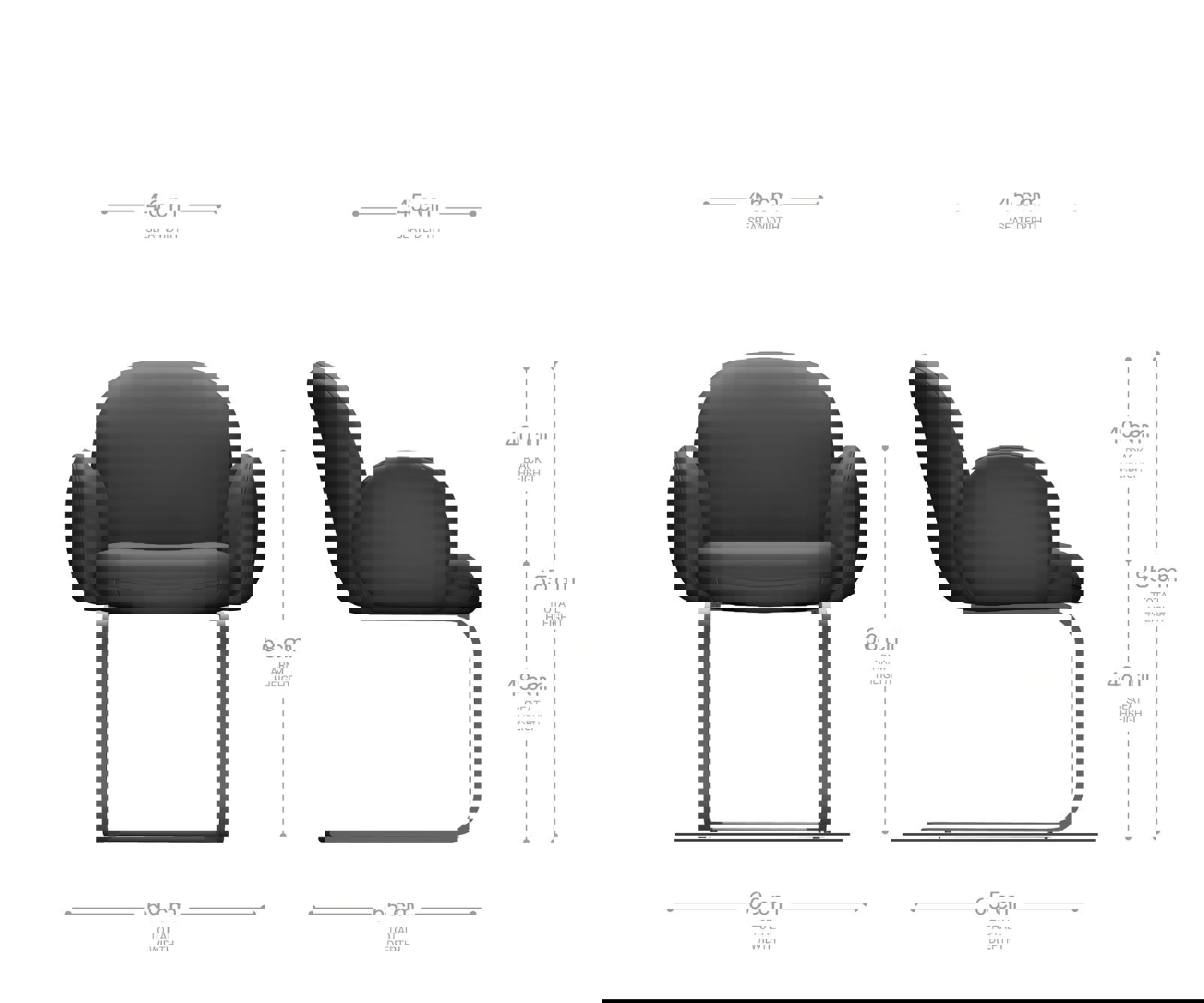 Étkezőszék Nube-Flex karfás valódi bőr fekete lapos étkezőszék fekete zsákrugós - Image 6