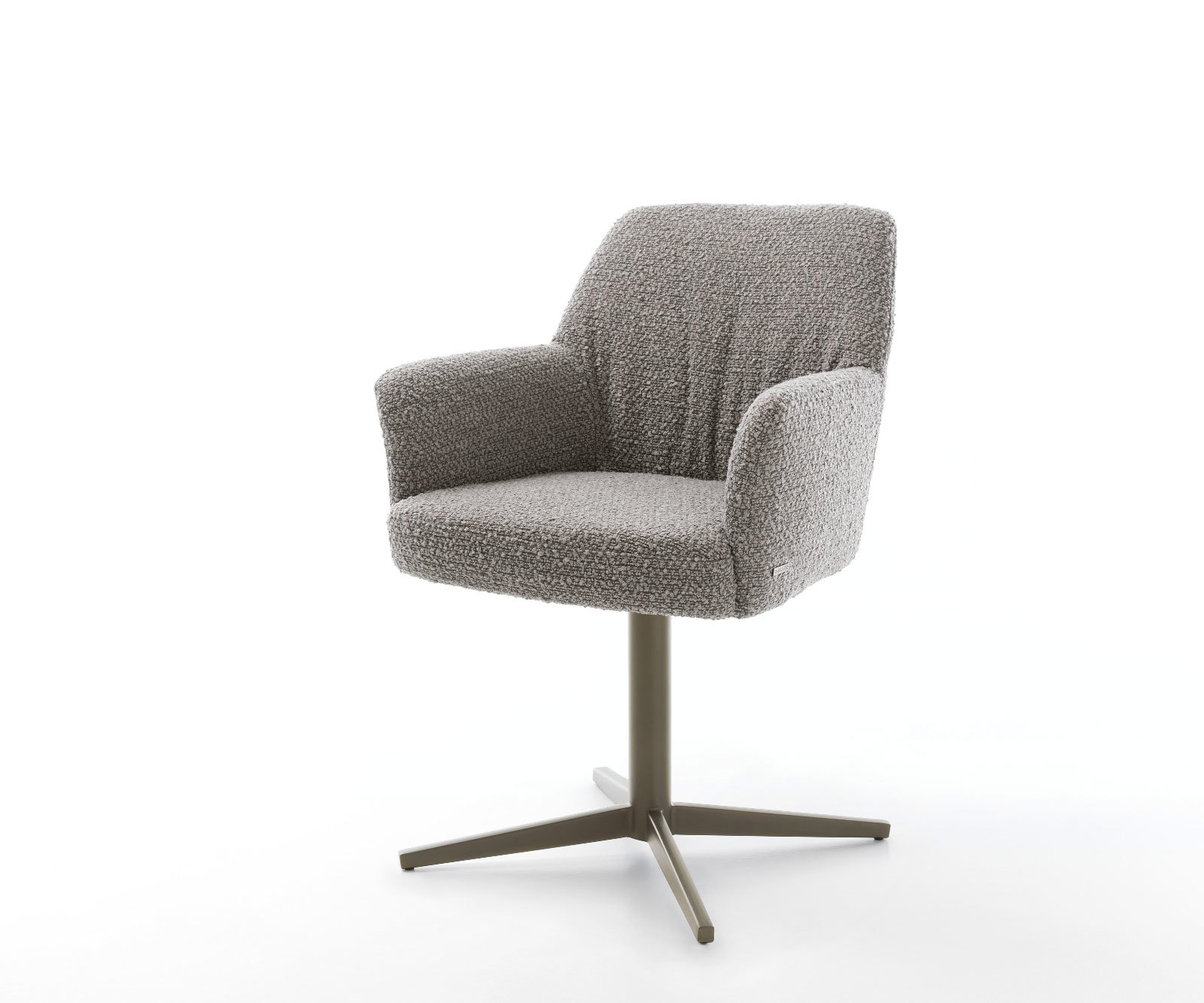 Étkezőszék Xana-Flex karfás bouclé ezüstszürke lábkereszt titán effekt felület 360° forgatható zsákrugós