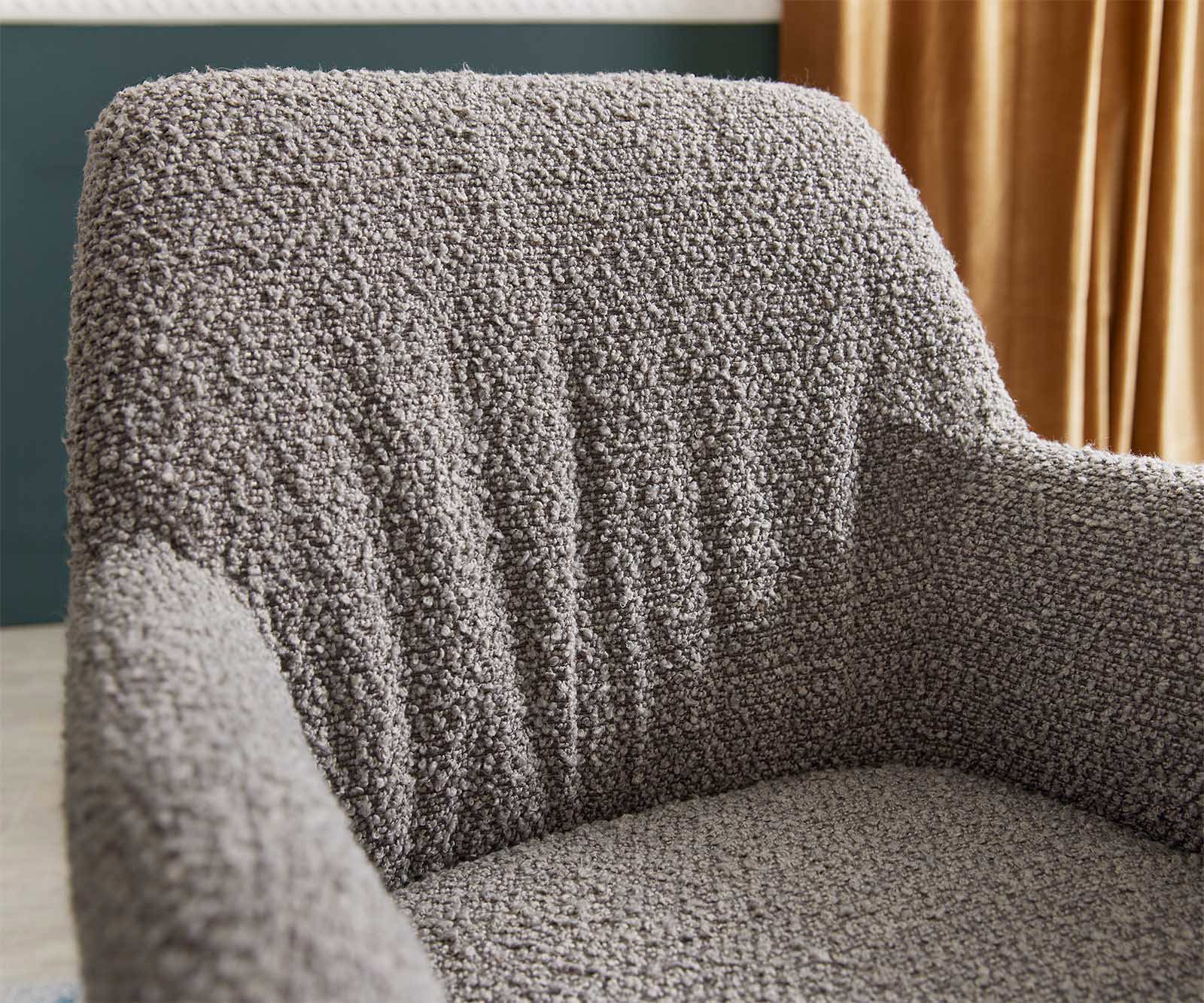 Étkezőszék Xana-Flex karfás bouclé ezüstszürke kereszt láb széles rozsdamentes acél 360° forgatható zsákrugós - Image 4