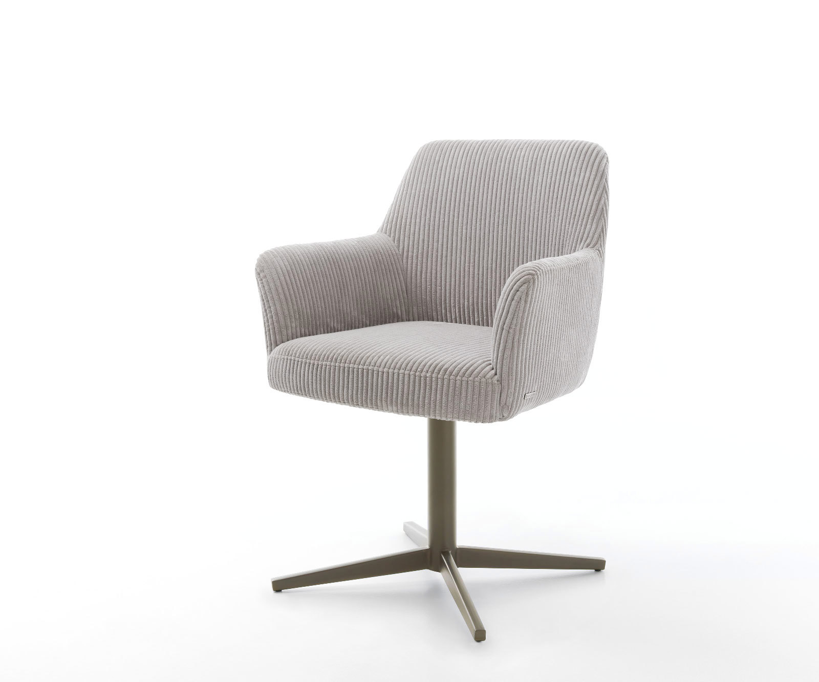 Étkezőszék Xana-Flex karfás kordbársony ezüstszürke lábkereszt titán effekt felület 360° forgatható zsákrugós