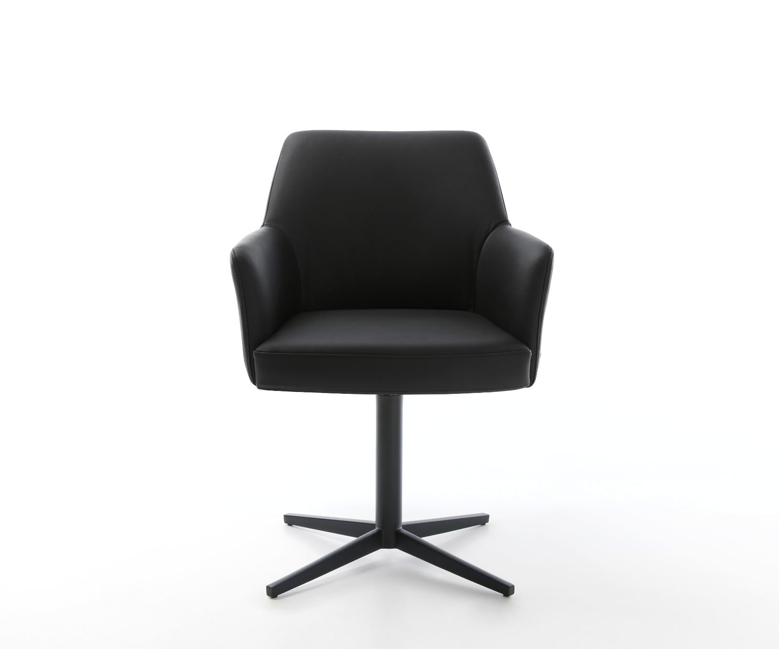 Étkezőszék Xana-Flex karfás valódi bőr fekete fekete láb 360° forgatható zsákrugós - Image 2