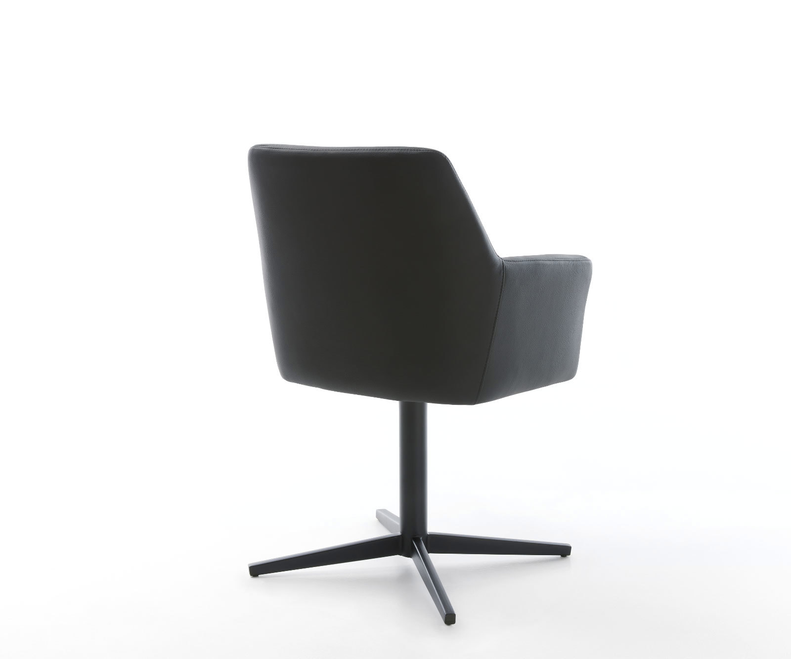 Étkezőszék Xana-Flex karfás valódi bőr fekete fekete láb 360° forgatható zsákrugós - Image 5