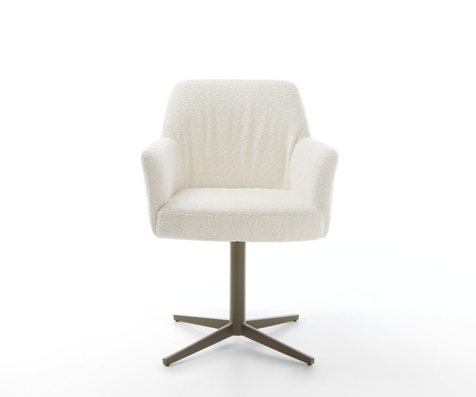 Étkezőszék Xana-Flex karfás bouclé fehér lábkereszt titán effekt felület 360° forgatható zsákrugós - Image 2