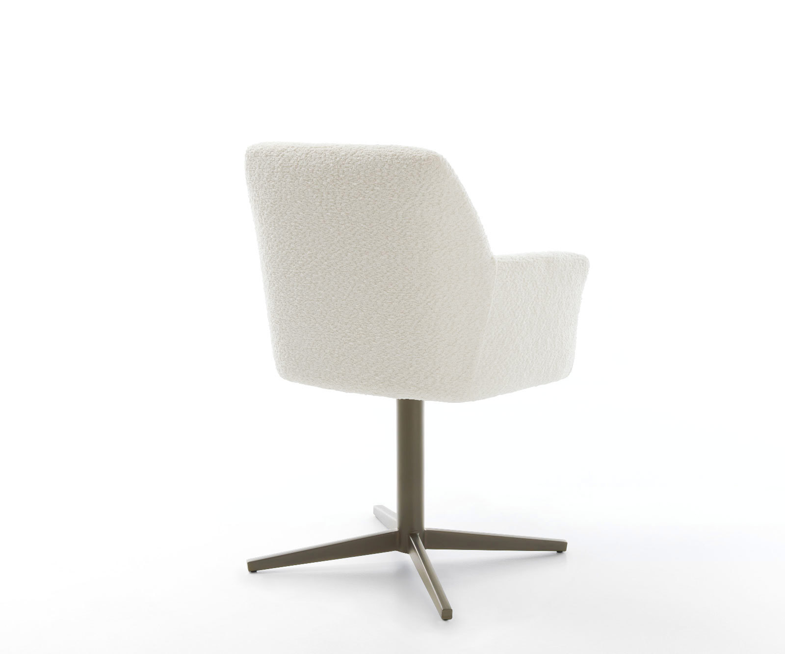 Étkezőszék Xana-Flex karfás bouclé fehér lábkereszt titán effekt felület 360° forgatható zsákrugós - Image 5