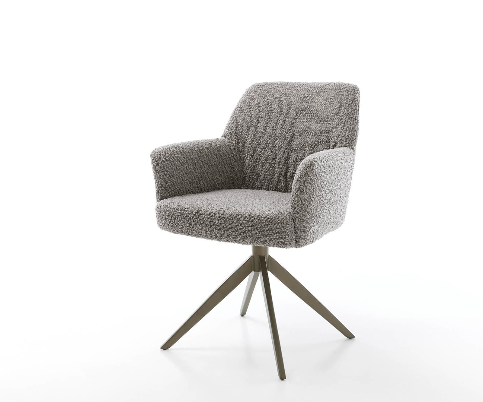 Étkezőszék Xana-Flex karfás bouclé ezüstszürke kereszt láb széles titán effekt felület 360° forgatható zsákrugós