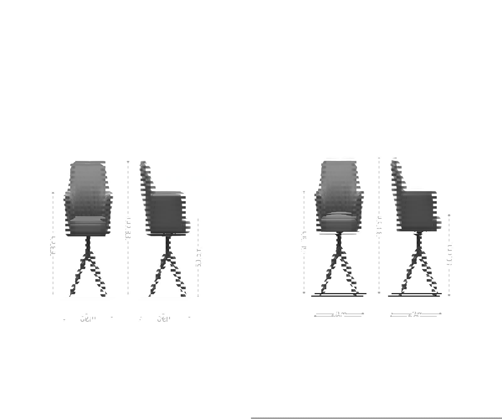 Étkezőszék Xana-Flex karfás bouclé ezüstszürke kereszt láb széles titán effekt felület 360° forgatható zsákrugós - Image 6