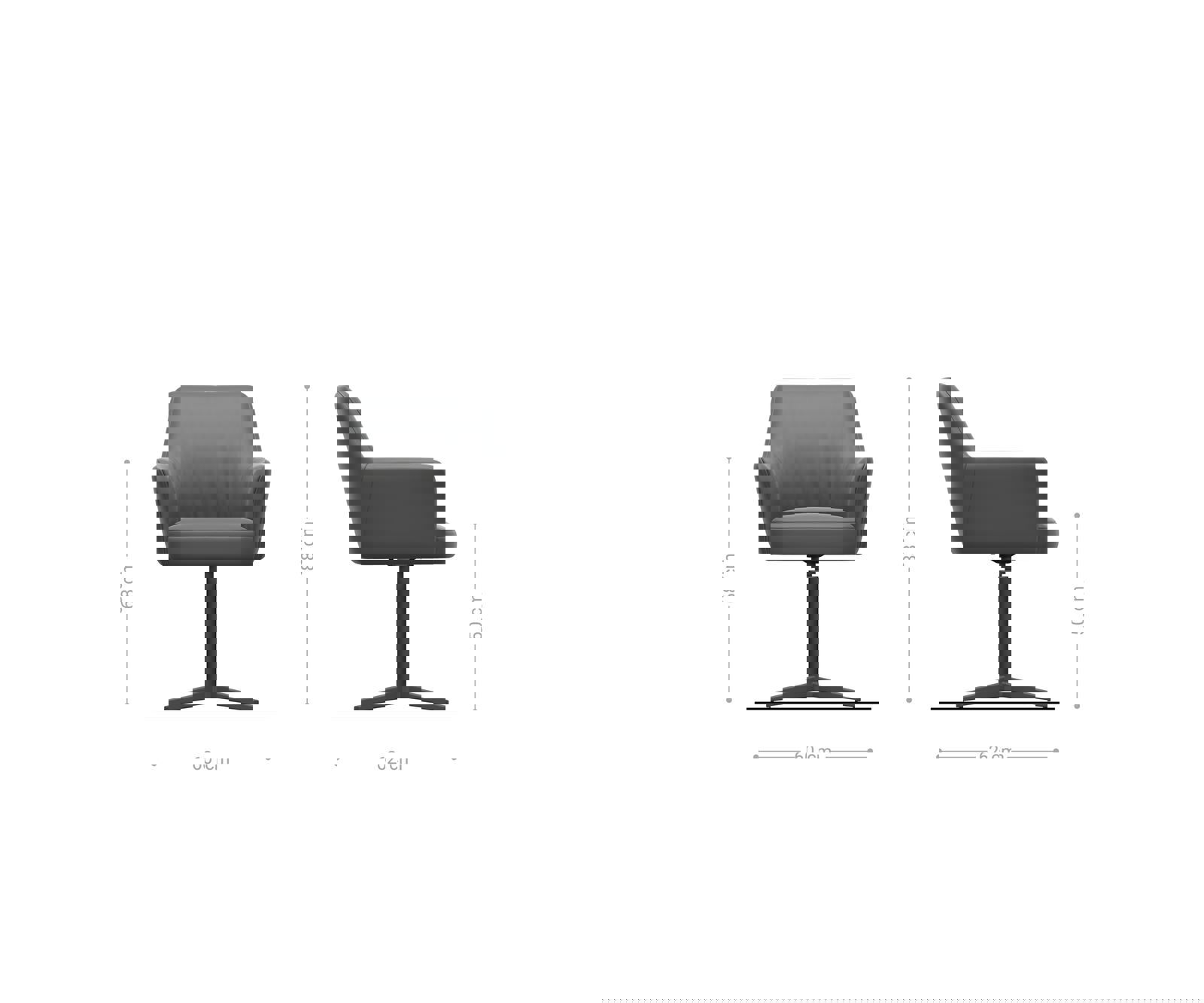 Étkezőszék Xana-Flex karfás bouclé ezüstszürke fém láb 360° forgatható zsákrugós - Image 6