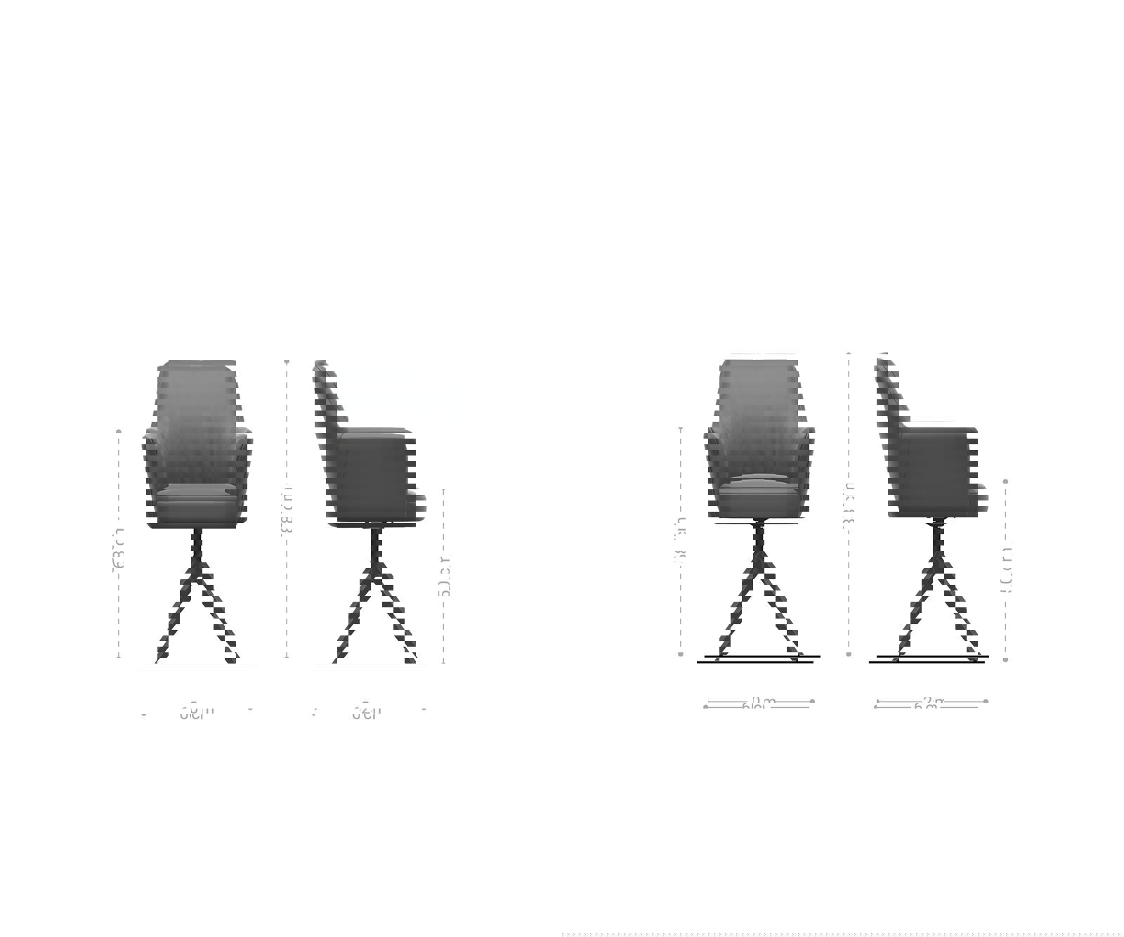 Étkezőszék Xana-Flex karfás mikroszálas ezüstszürke kereszt láb széles rozsdamentes acél 360° forgatható zsákrugós - Image 6