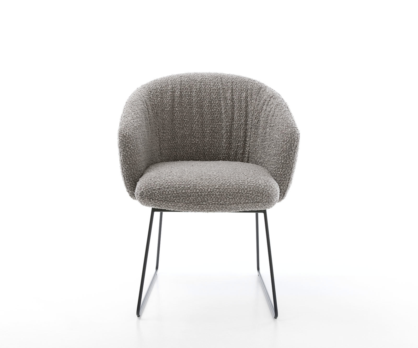 Étkezőszék Caja-Flex karfás bouclé ezüstszürke fekete vékony lábazat zsákrugós - Image 2