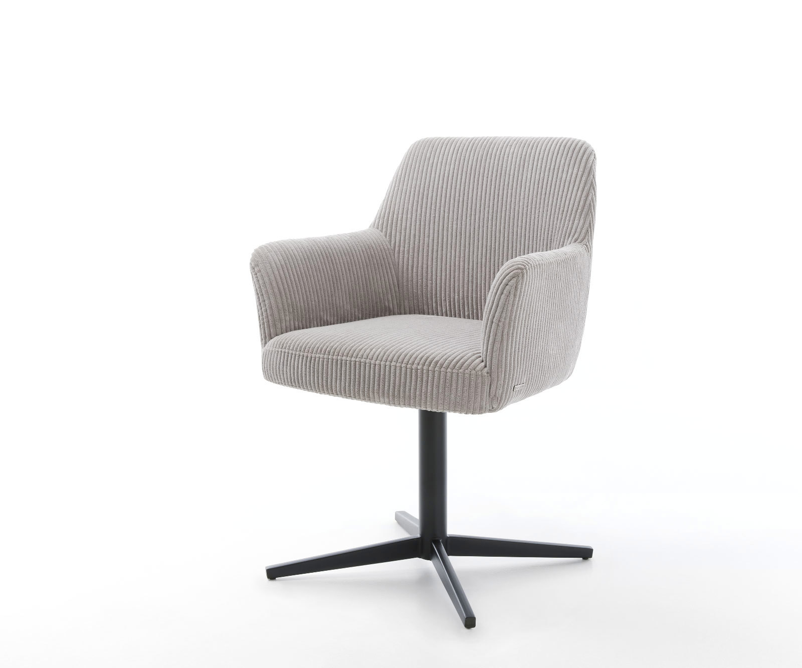 Étkezőszék Xana-Flex karfás kordbársony ezüstszürke fekete láb 360° forgatható zsákrugós