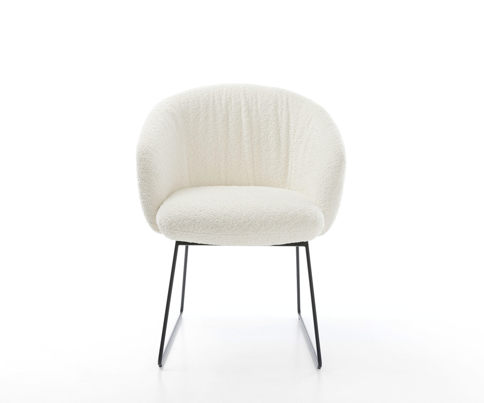 Étkezőszék Caja-Flex karfás fehér bouclé fekete vékony lábazat zsákrugós - Image 2