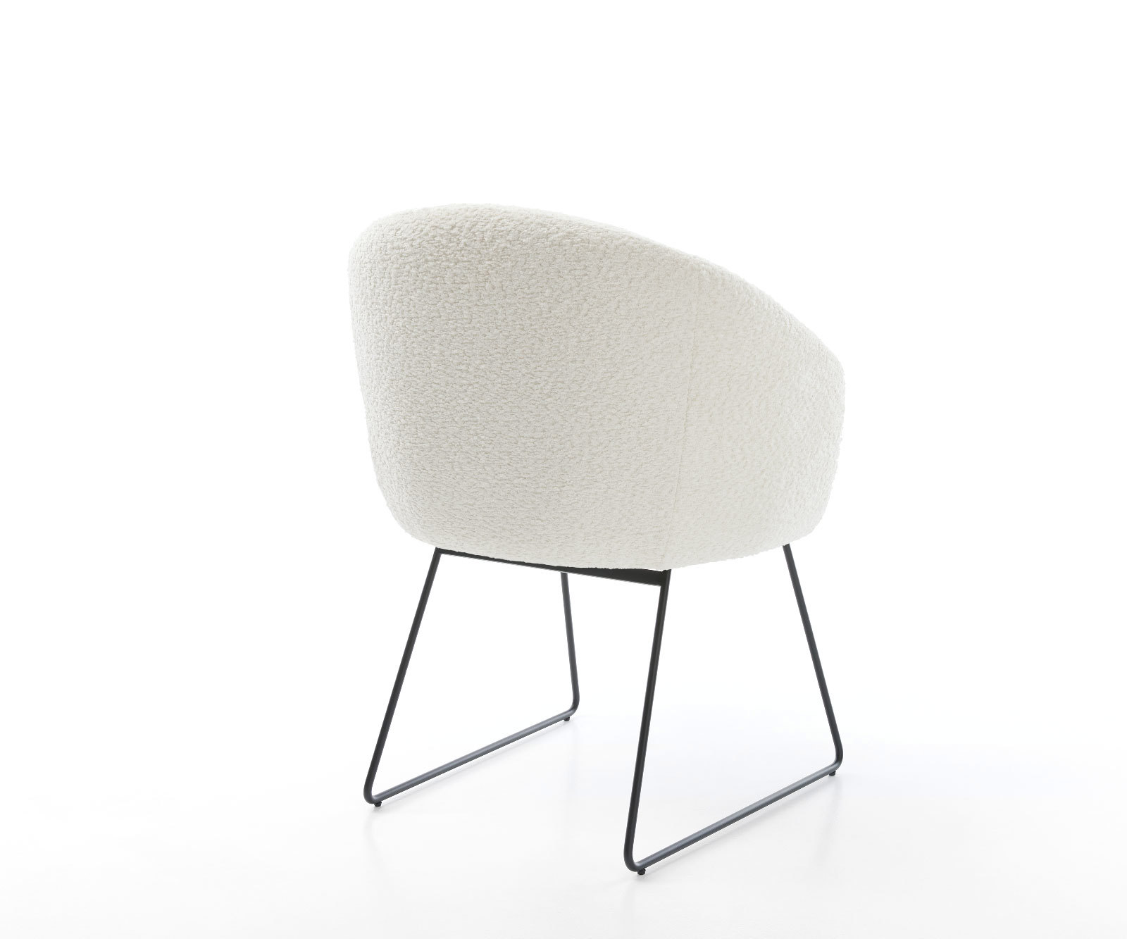 Étkezőszék Caja-Flex karfás fehér bouclé fekete vékony lábazat zsákrugós - Image 5