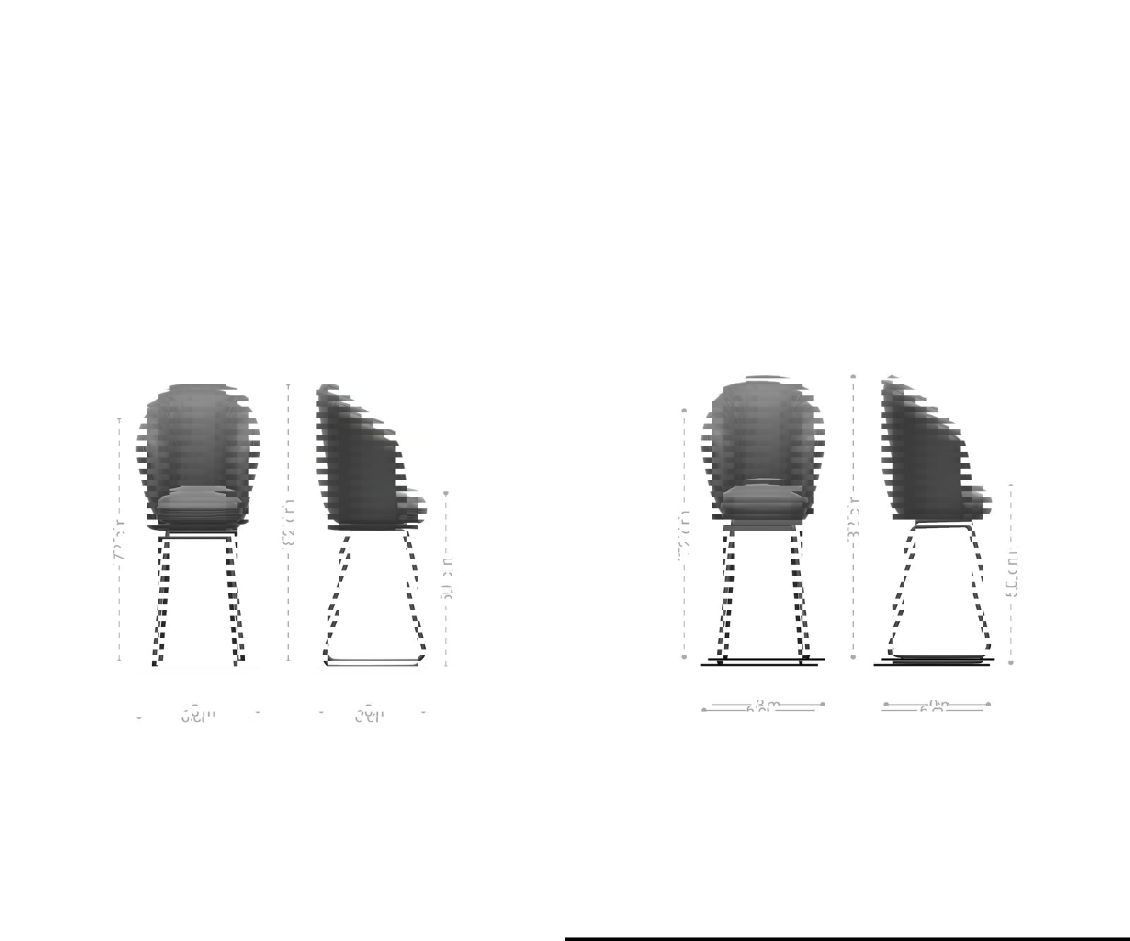 Étkezőszék Caja-Flex karfás fehér bouclé fekete vékony lábazat zsákrugós - Image 6