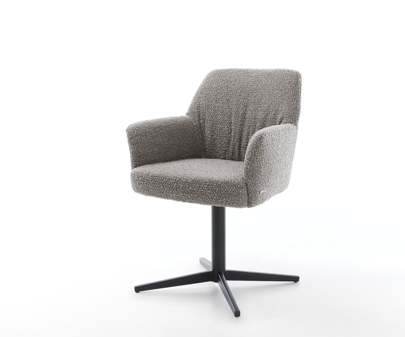 Étkezőszék Xana-Flex karfás bouclé ezüstszürke fekete láb 360° forgatható zsákrugós