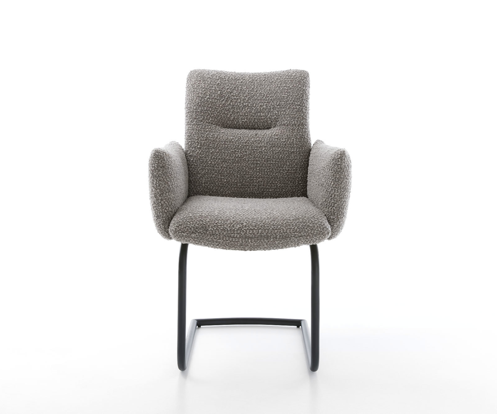 Étkezőszék Jova-Flex karfás bouclé ezüstszürke étkezőszék kerek fekete zsákrugós - Image 2