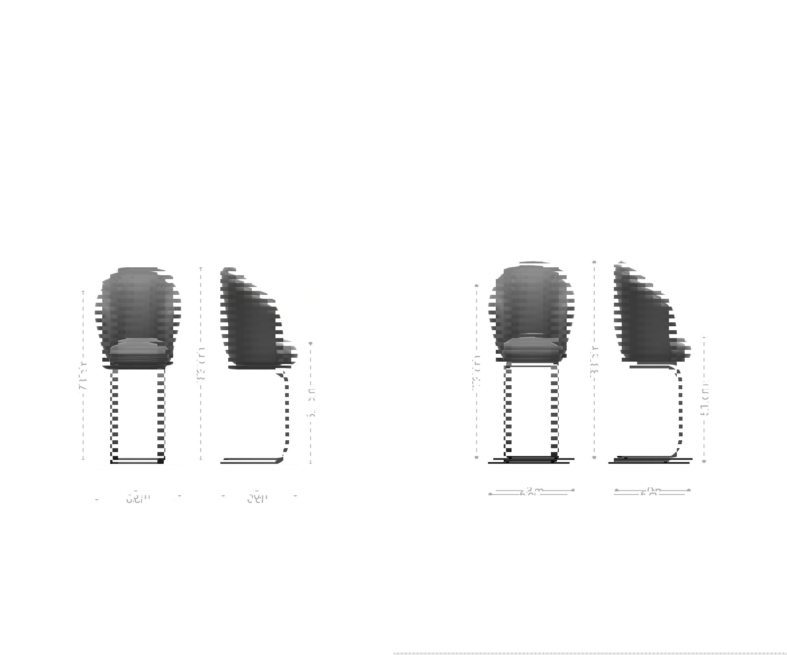 Étkezőszék Caja-Flex karfás kordbársony ezüstszürke étkezőszék lapos titán effekt felület zsákrugós - Image 6