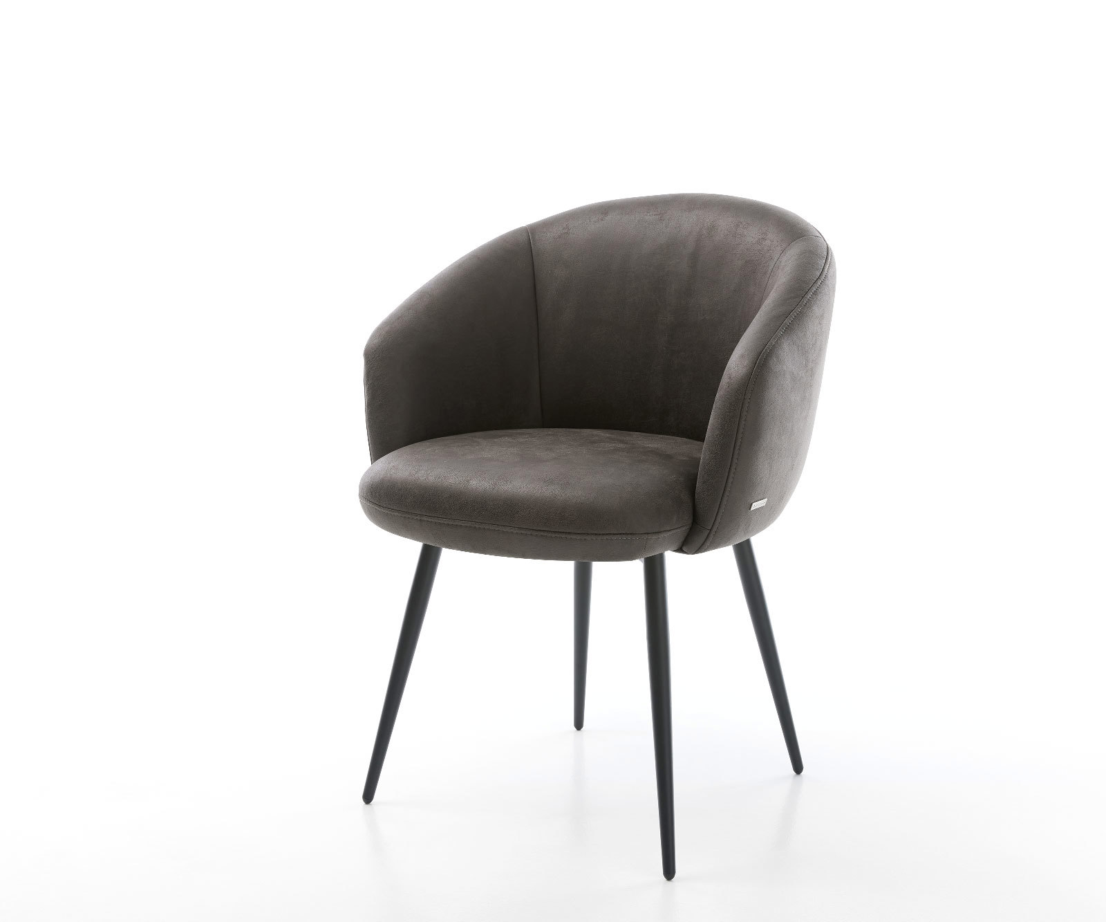 Étkezőszék Caja-Flex karfás mikroszálas antracit vintage 4 lábú kúpos fekete zsákrugós