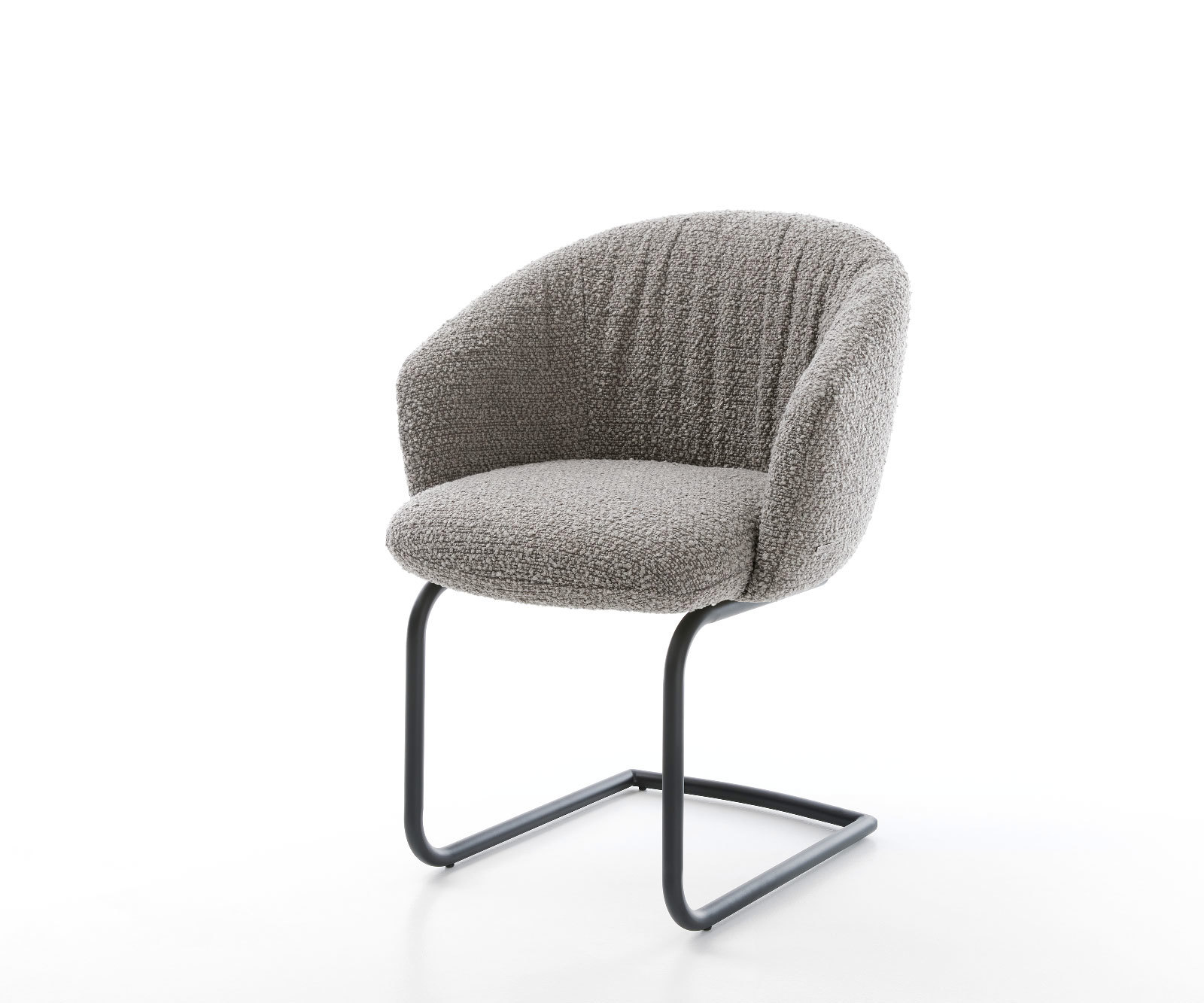 Étkezőszék Caja-Flex karfás bouclé ezüstszürke étkezőszék kerek fekete zsákrugós