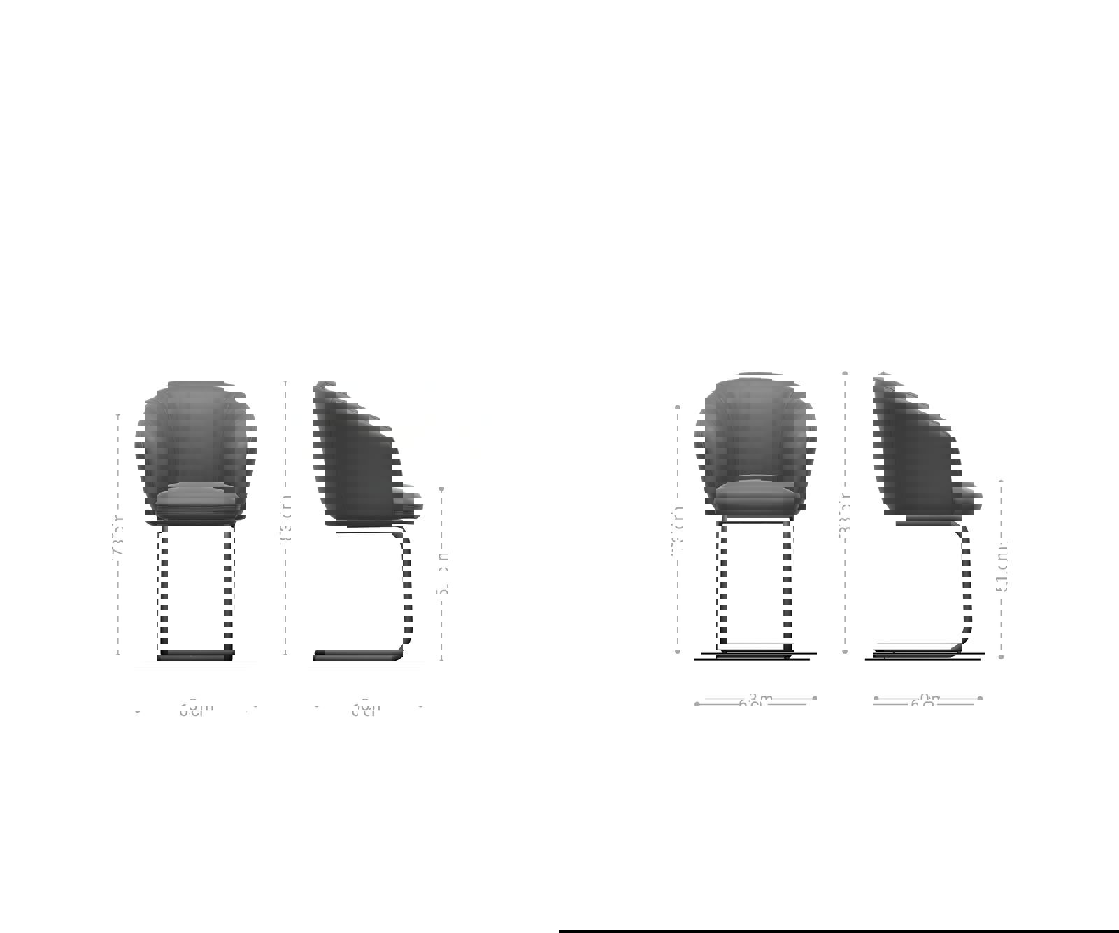 Étkezőszék Caja-Flex karfás bouclé ezüstszürke étkezőszék kerek fekete zsákrugós - Image 6