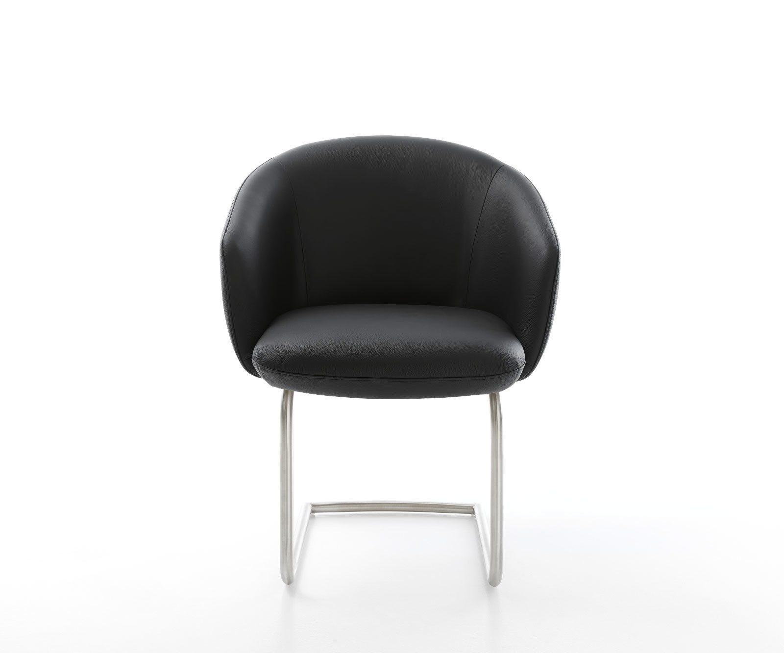 Étkezőszék Caja-Flex karfás valódi bőr fekete étkezőszék kerek rozsdamentes acél zsákrugós - Image 2