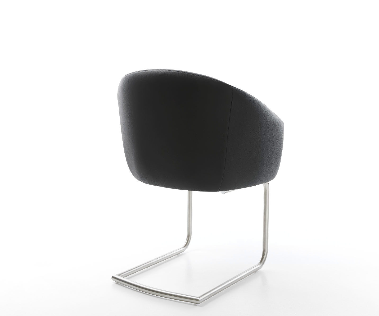 Étkezőszék Caja-Flex karfás valódi bőr fekete étkezőszék kerek rozsdamentes acél zsákrugós - Image 5