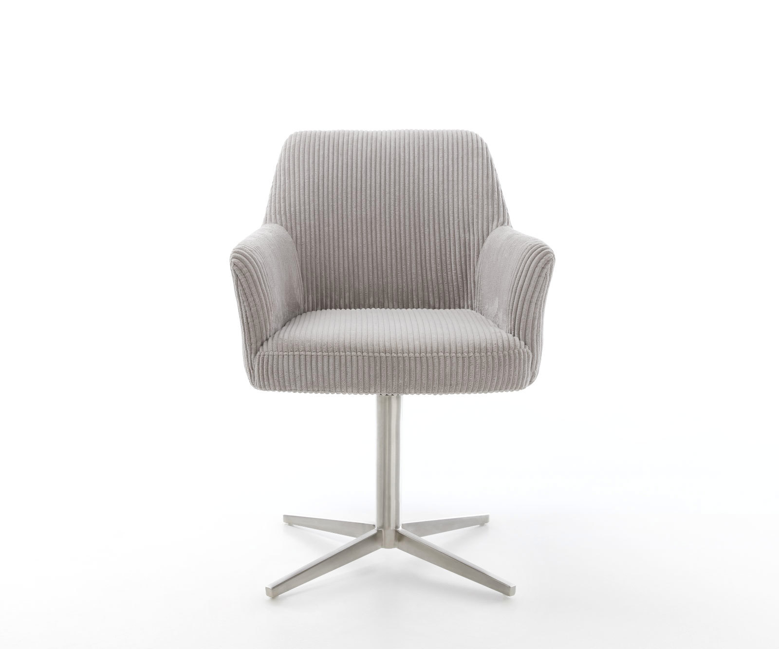 Étkezőszék Xana-Flex karfás kordbársony ezüstszürke rozsdamentes acél láb 360° forgatható zsákrugós - Image 2