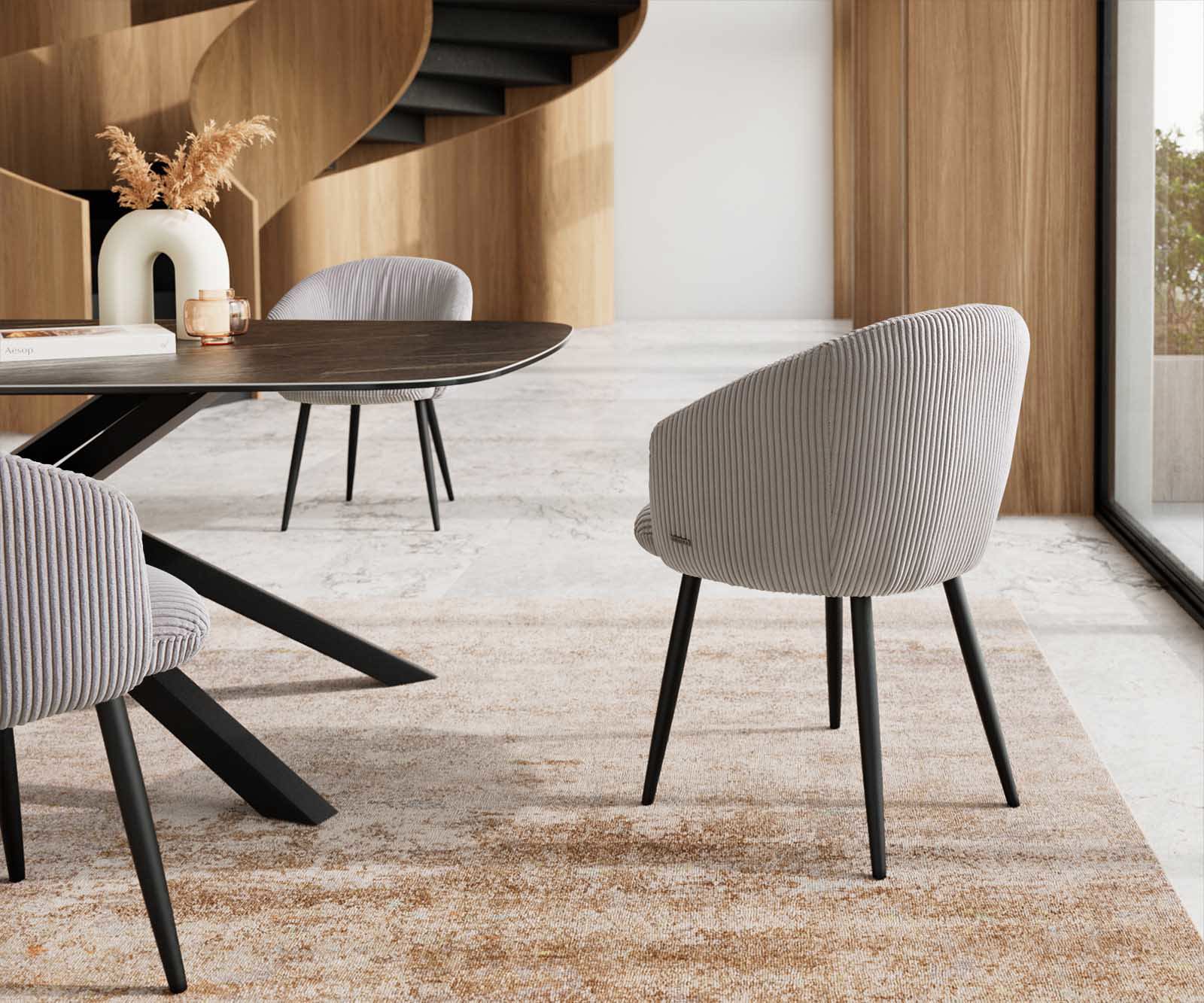 Étkezőszék Caja-Flex karfás mikroszálas ezüstszürke 4 lábas kúpos fekete zsákrugós - Image 5