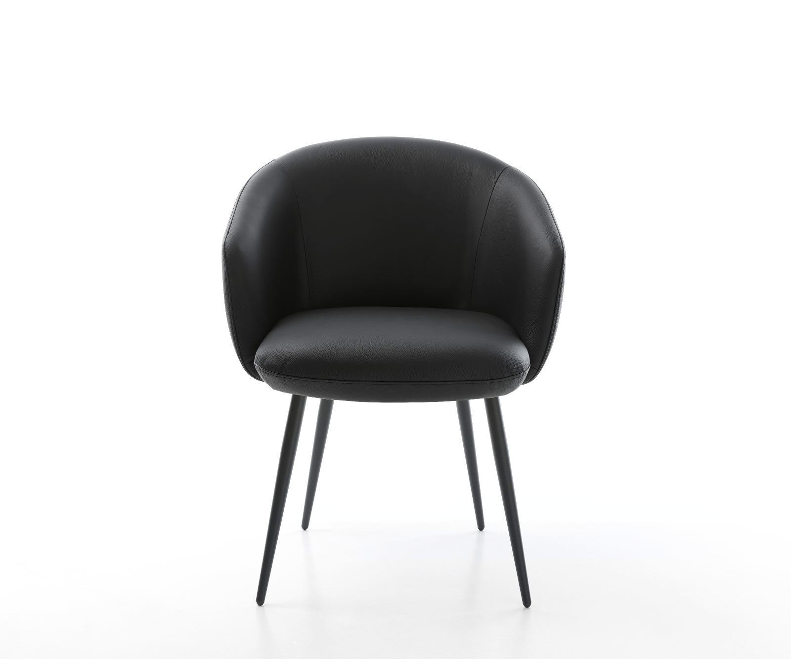 Étkezőszék Caja-Flex karfás valódi bőr fekete 4 lábas kúpos fekete zsákrugós - Image 2