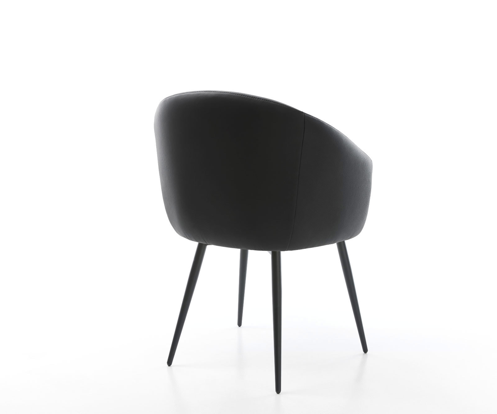 Étkezőszék Caja-Flex karfás valódi bőr fekete 4 lábas kúpos fekete zsákrugós - Image 5