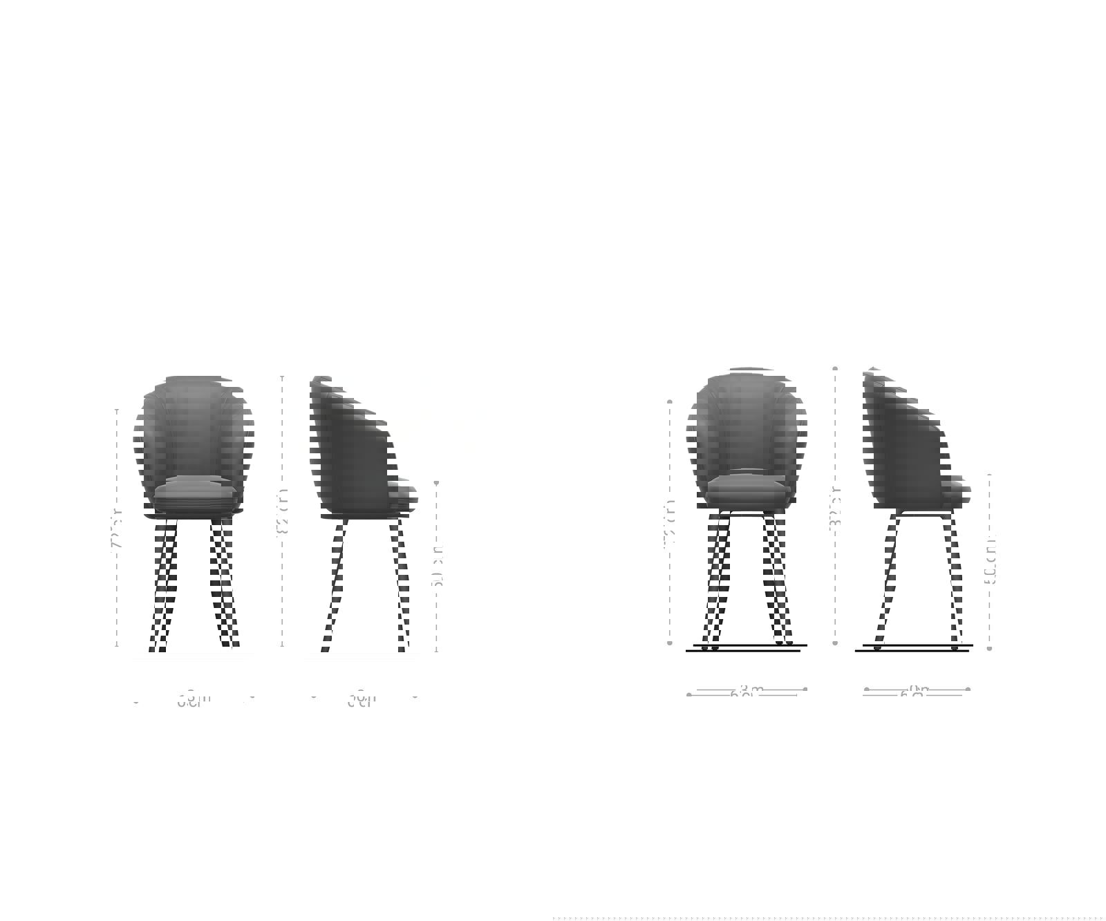 Étkezőszék Caja-Flex karfás valódi bőr fekete 4 lábas kúpos fekete zsákrugós - Image 6