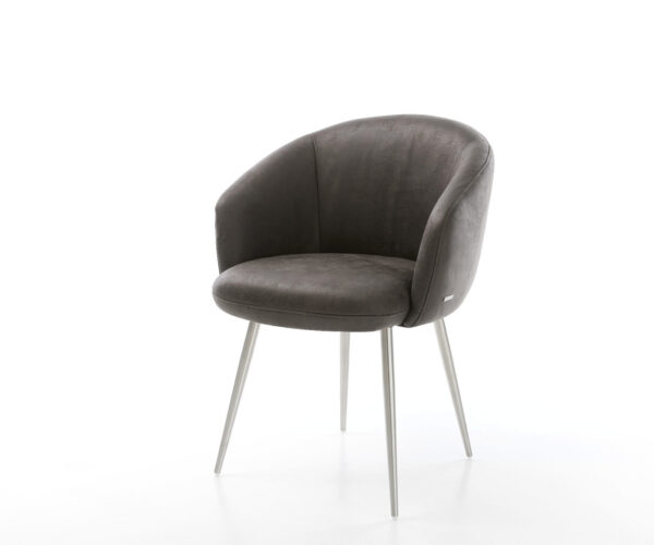 Étkezőszék Caja-Flex karfás mikroszálas antracit vintage 4 láb kúpos rozsdamentes acél zsákrugós