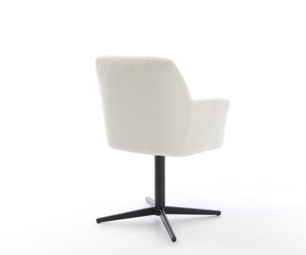 Étkezőszék Xana-Flex karfás bouclé fehér fekete láb 360° forgatható zsákrugós - Image 5