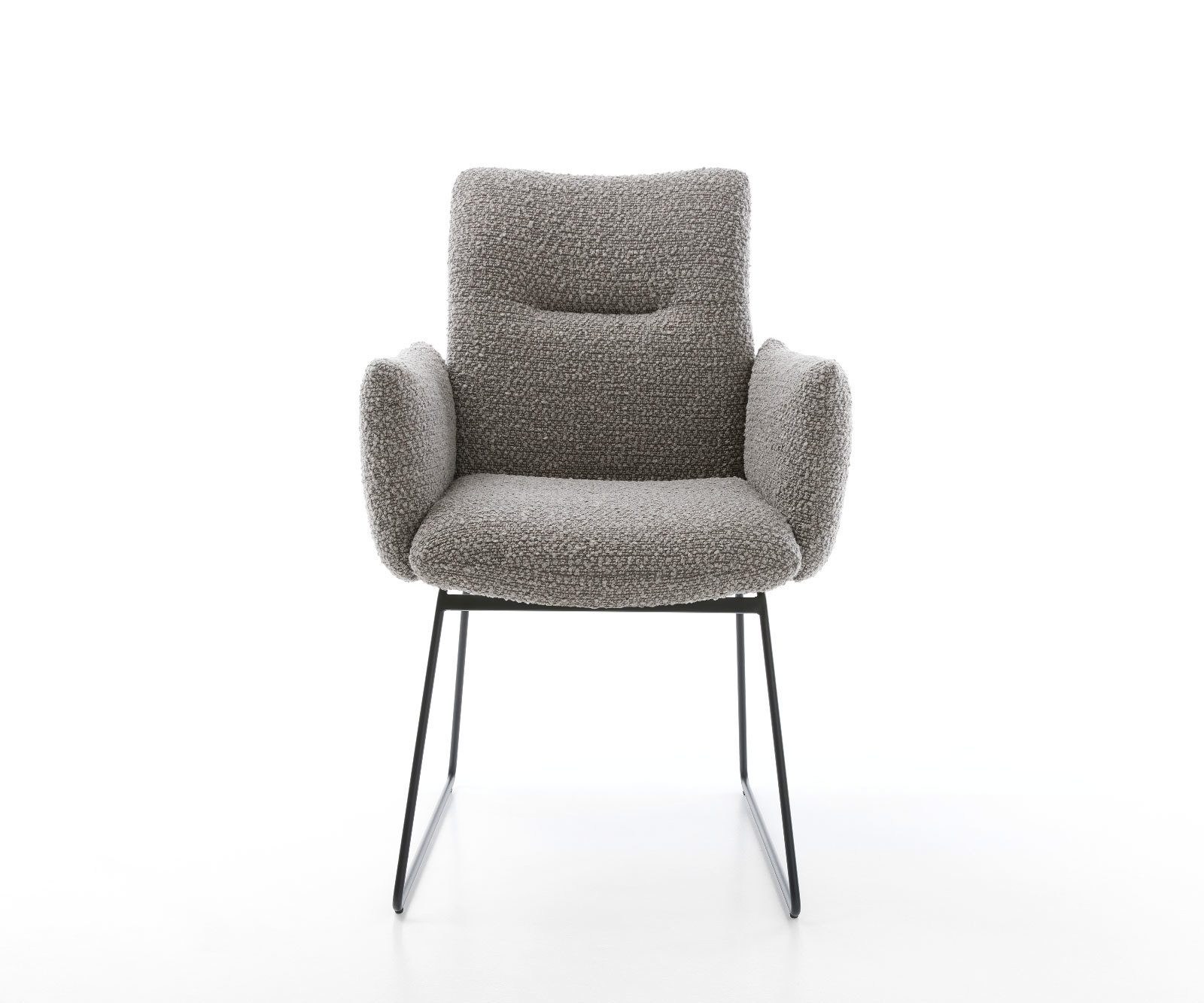 Étkezőszék Jova-Flex karfás bouclé ezüstszürke fekete vékony lábazat zsákrugós - Image 2