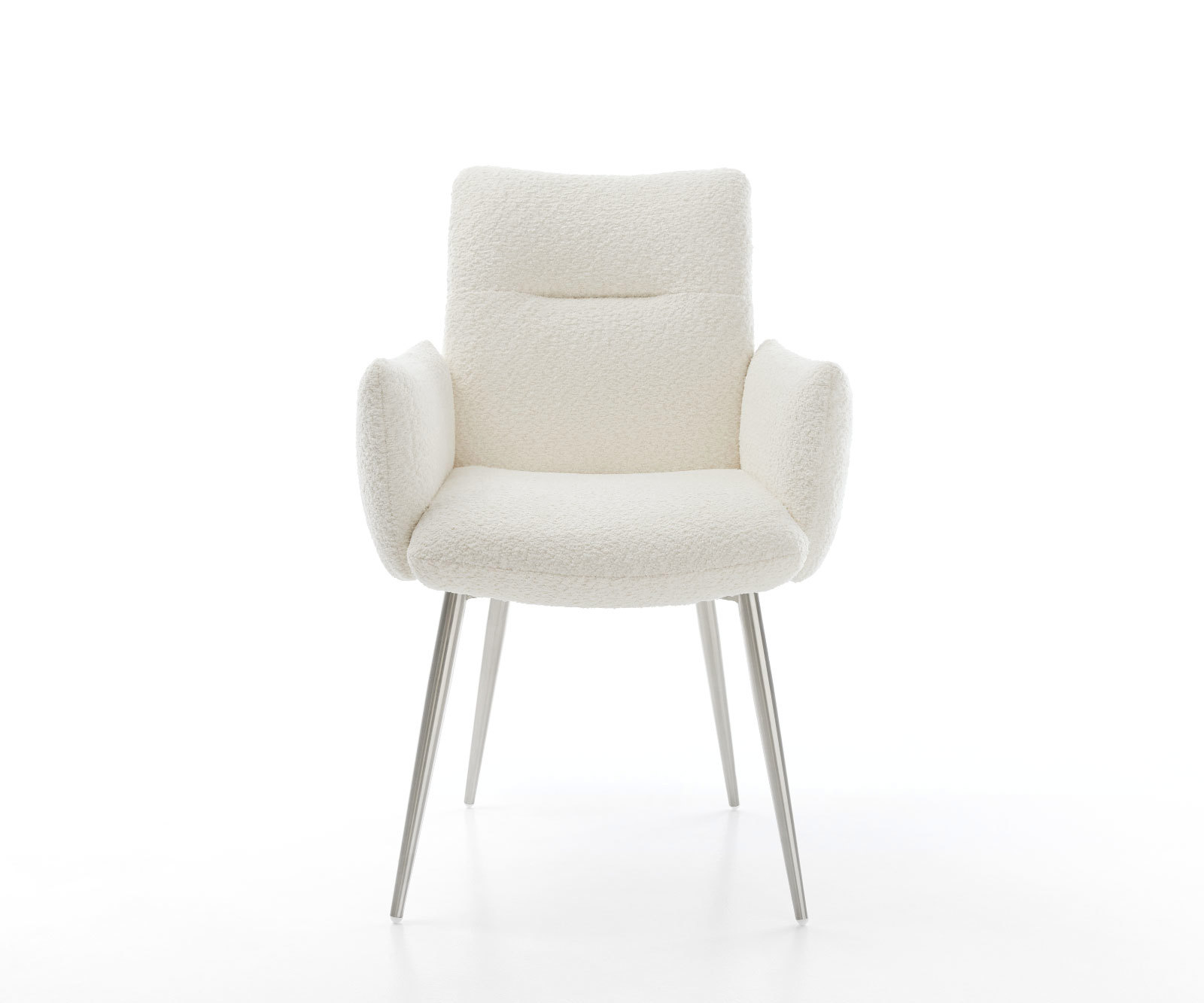 Étkezőszék Jova-Flex karfás bouclé fehér 4 láb kúpos rozsdamentes acél zsákrugós - Image 2